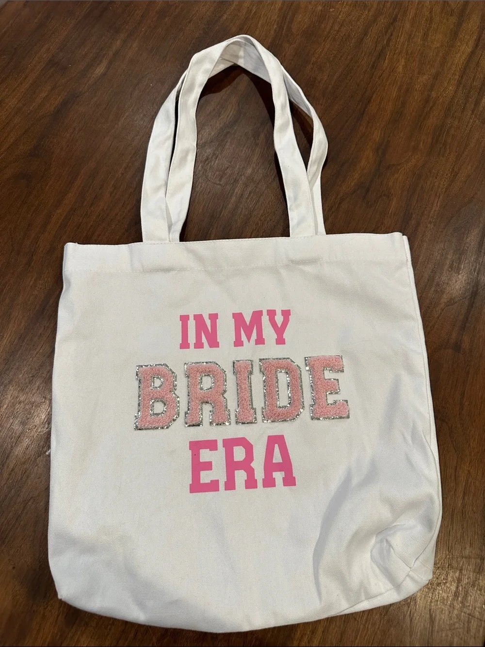 White Tote Bag with Pink 'In My Bride Era' Lettering